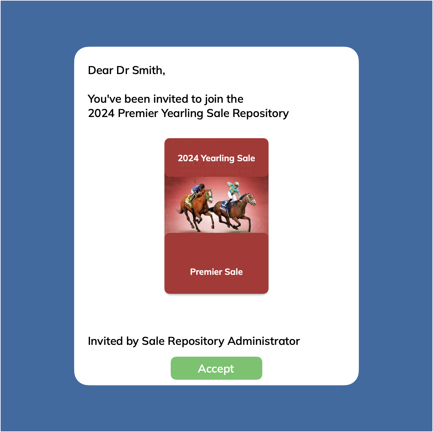 Vet Invite to Sale